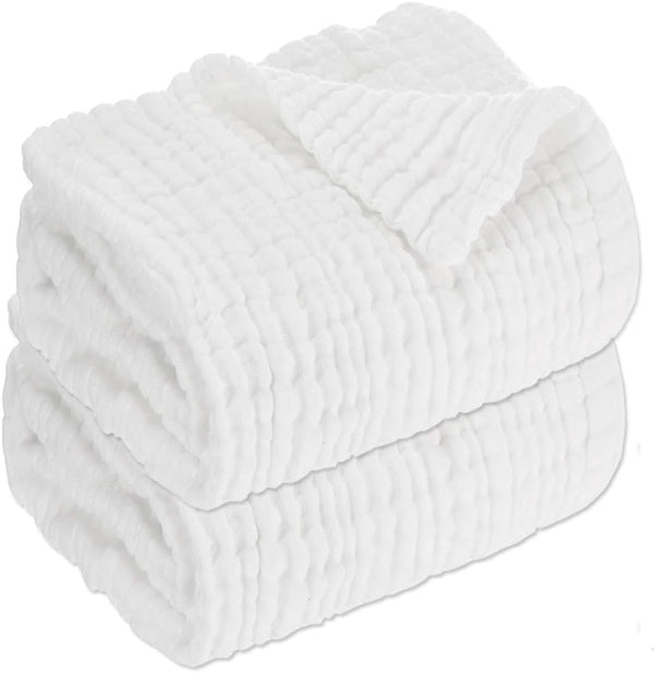 Aablexema Baby Muslin Bath Towels - Set of 2 Large Size 43X43