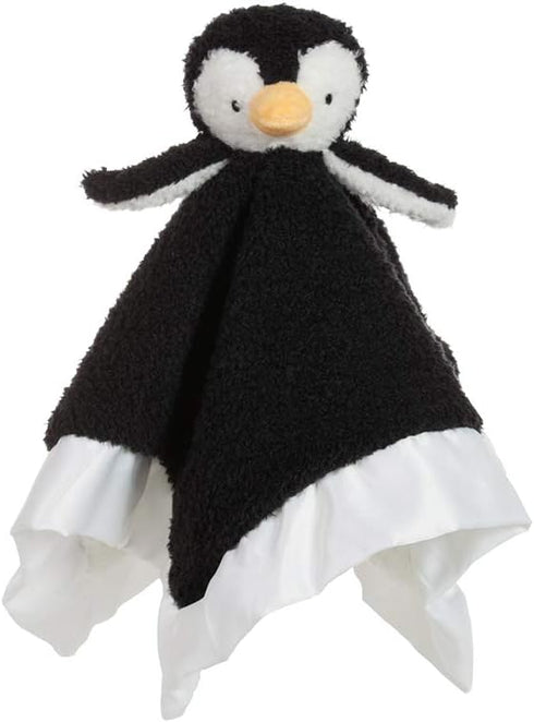 Soft Security Blanket Apricot Lamb Stuffed Animals, Luxury Snuggler Plush Black Penguin, 14 Inches