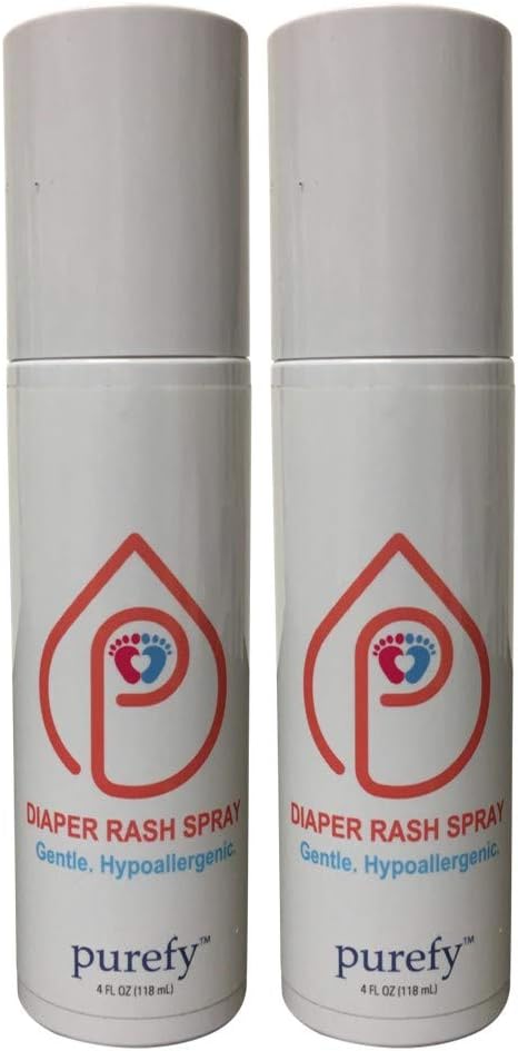 PUREFY Diaper Rash Spray (4oz, 2pk) - Hypoallergenic, Promotes Natural Defense, No