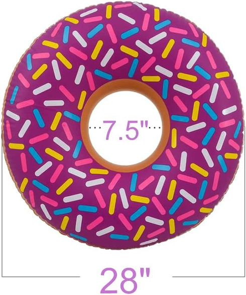 ArtCreativity Set of 2 Colorful 28 Inch Donut Tube Inflates, Durable Water Pool Toys for Kids, Birthday Party Supplies