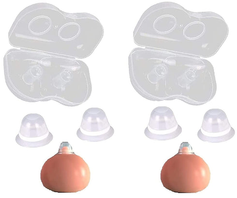 2Pair Nipplesuckers Nipple Corrector for Flat Inverted Nipples, Silicone with Clear Case