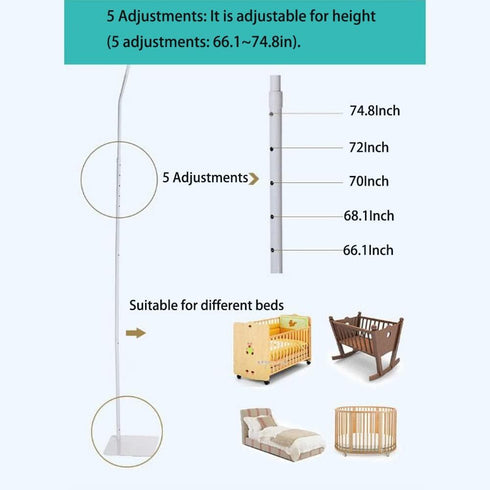 Vilemoon Mosquito Net Stand Adjustable Crib Canopy Holder Mosquito Net Holder Support Bracket Mounting Rack Accessories