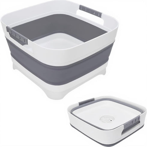 2.4 Gal(9L) Collapsible Wash Basin with Drain Plug,Dishpan for Soaking Baby Bottles,Portable