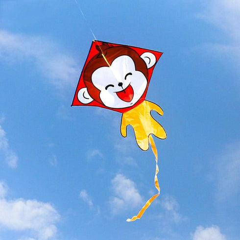 Besra Cute Monkey Kite, Single Line Easy to Fly Animal Nylon Diamond Kite with Handle & Strings for Kids and Adults