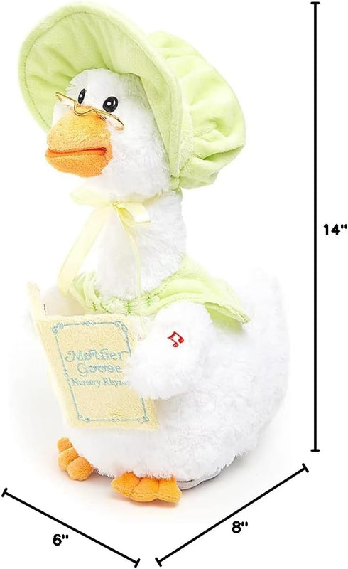 Cuddle Barn Mother Goose - Animated Talking Musical Plush Toy, 14" Soft Stuffed Animal Reading Nursery Rhymes