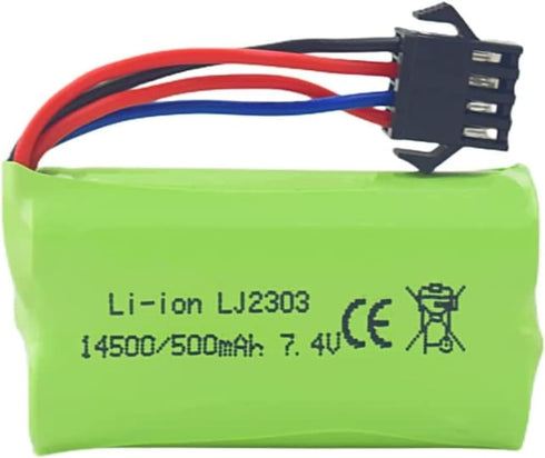 2PCS 7.4V 500mah SM-4P Plug Charging Battery - USB Charging Cable for EC16 DE85 RC Toy Car Model