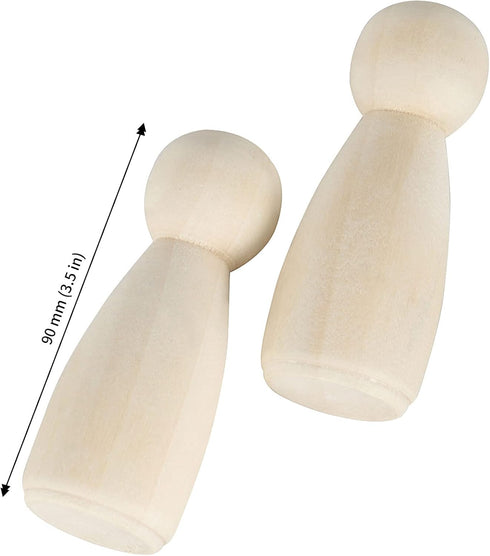 JAPCHET 50 Pack 3-1/2 Inch Large Unfinished Wooden Peg Dolls for DIY Art Craft Projects