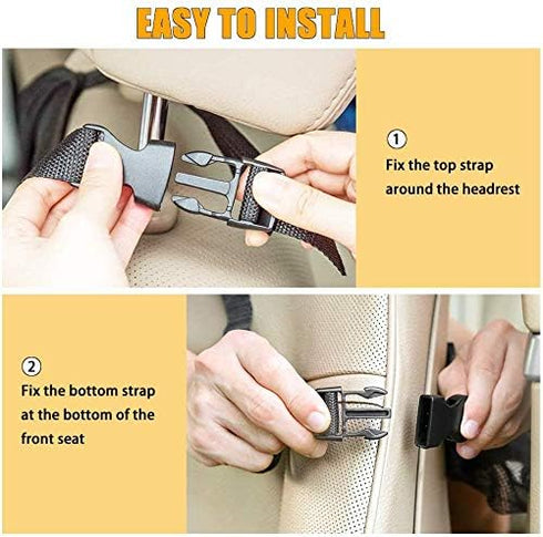 Car Backseat Organizer with 10" Table Holder, 9 Storage Pockets, Seat Back Protectors for Kids, Travel Accessories, 2