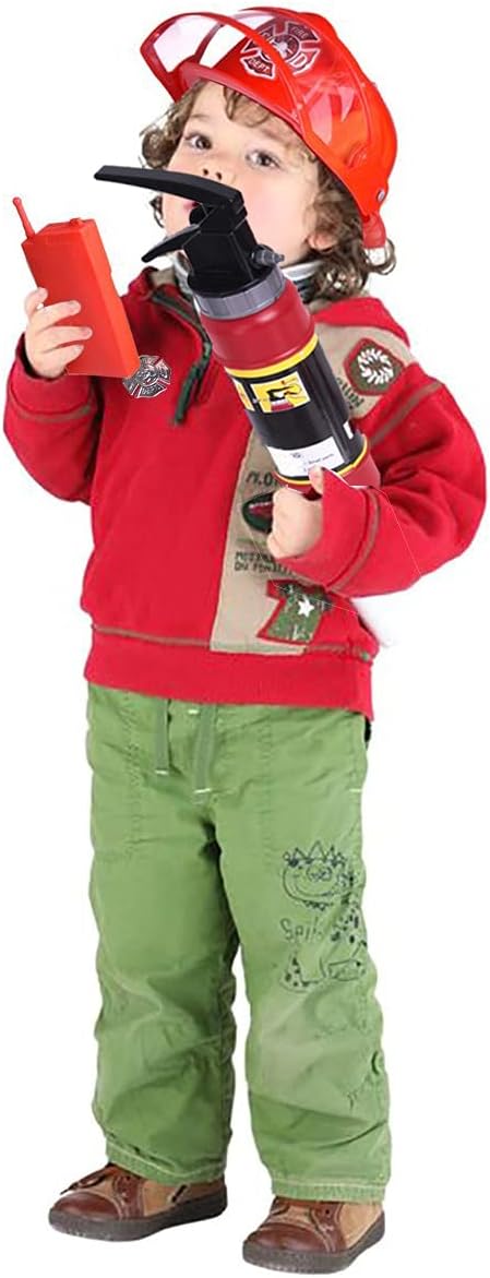 10 PCs Fireman Gear Firefighter Costume Role Play Toy Accessories Set with Helmet and Tools for Kids