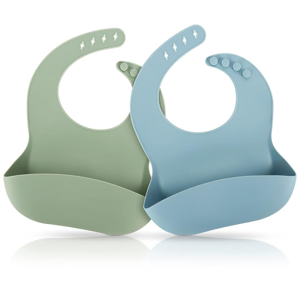 ME.FAN Silicone Baby Bibs for Babies & Toddlers | Adjustable Silicone Bibs, 2 Set