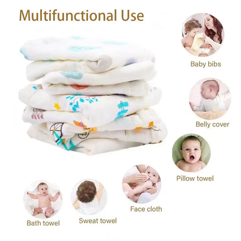 6Pack 20''x10'' 100% 6 norinori Baby Burp Cloths Muslin Washcloths - Muslin Burp Cloths Hanky Large Extra Soft