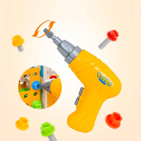 Set 91PCS 3 4 5 (91Pcs) Wooden Kids Tool with Electric Screwdrivers, Educational STEM Construction Toys, Wooden Tool