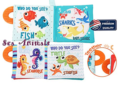 Set Crinkle Fish Baby Books & Elephant Teething Toy for Infants