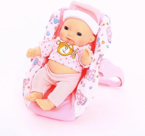 6 Set 5 Inch 3-6 PowerTRC of Mini Baby Girl Toy Dolls Collection with High Chair, Cradle, Walker, Swing, Bathtub