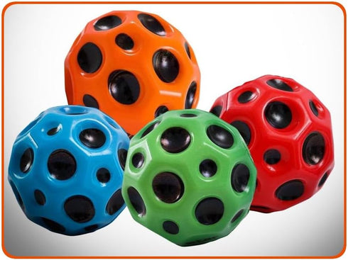 4-piece Space Ball Set, High Bouncing Rubber Sky Balls for Kids and Toddlers, Sensory Stress Relief Fun