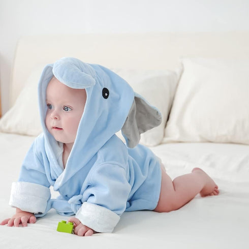 Baby Boy Bathrobes - Cute Hooded Infant Wash Waddle Robe, Soft Ultra Absorbent Toddler Towel