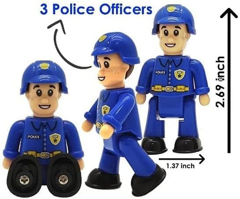 FUNERICA Toy Police Officer Set - 3 Pcs Detailed Little People Police Action Figures for Toddlers and Kids