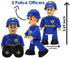 FUNERICA Toy Police Officer Set - 3 Pcs Detailed Little People Police Action Figures for Toddlers and Kids