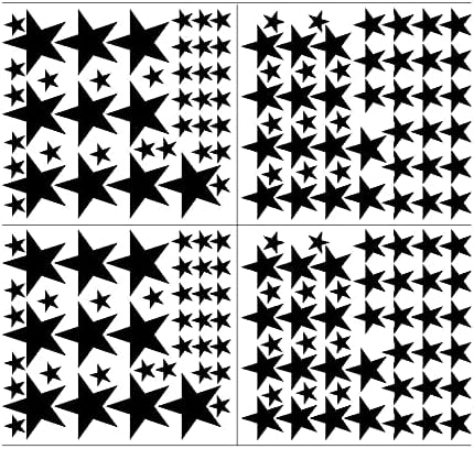 174pcs Mixed Size Star Wall Stickers, Removable Nursery Wall Decals, Kids DIY Art Decal JW343 (Black)