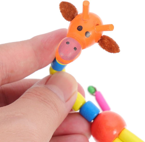 STOBOK 5Pcs Wooden Giraffe Figurine Toy - Finger Puppets Dancing Rocking Giraffe Push Up Toys for Kids (Random Style)