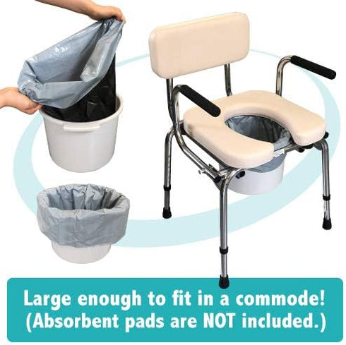 Commode (50 [5.2 Gallon/20L, BOS Amazing Odor Sealing Disposable Bags for Liners, Adult Diapers or any Sanitary Product