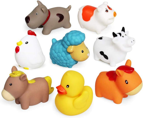 Floating Bath Farm Toys (8PCS), Soft Bath Time Toys for Toddlers, Learning Dogs Ducks Sheep