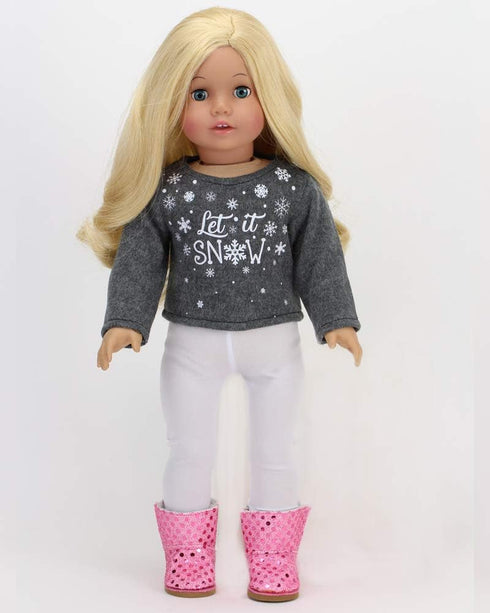 Sophia's 6 Piece Outfit Set for 18'' Dolls - Sweater, Skirt and Accessories, Gray and White