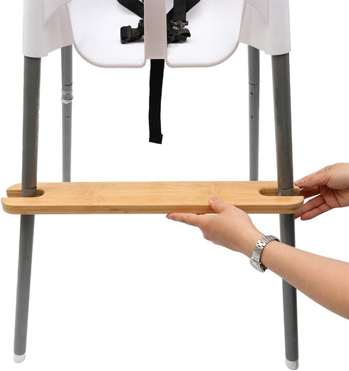 PandaEar High Chair Footrest for IKEA Antilop, Adjustable Height Natural Bamboo Wooden Footrest with Rounded Corners