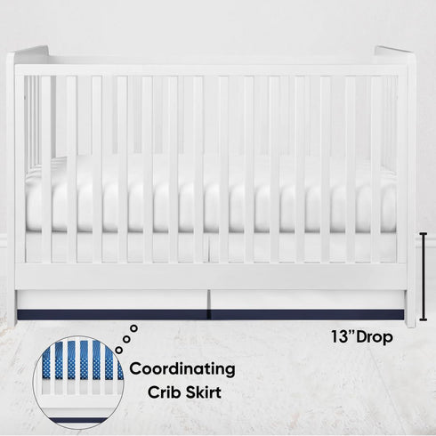 Navy Crib Skirt with White Band - Bacati Mix N Match