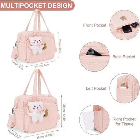 Lushandy Baby Diaper Bag Tote, Mom Bag Crossbody Diaper Bags Baby Travel Bags for Girl Paaleras Para Bebe (Pink, Large)
