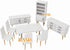 iLAND Dollhouse Furniture 1/12 Scale Dining-Room, Wooden Miniature Table Chair & Cabinet (8pcs)