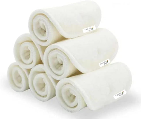 5-Layer, Pack 10 KaWaii Baby Premium Label Cloth Diaper Insert, Washable, Reusable Booster, use with One Size Cloth