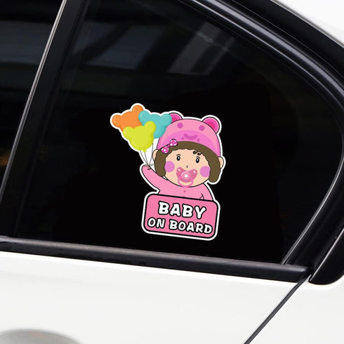 Cartoon Baby on Board Car Sticker Cute Baby and Balloon Kids on Board Car Window Bumper Decal Waterproof Vinyl Baby