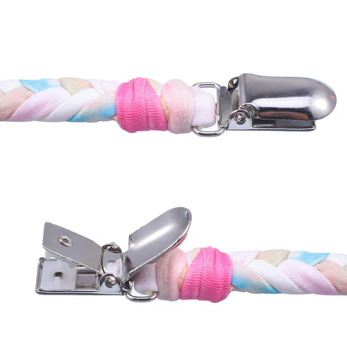 4 Pieces Pacifier Clips - Universal Pacifier Holder for Infant Boys and Girls, Hand-Made Braided Leash