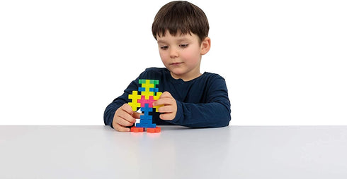 PLUS PLUS Big Open Play Set - 100 Piece Neon Color Mix, Interlocking Large Puzzle Blocks