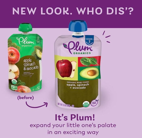 Plum Organics Stage 2 Organic Baby Food - Apple, Spinach, Avocado - 3.5 oz Pouch (Pack of 12)