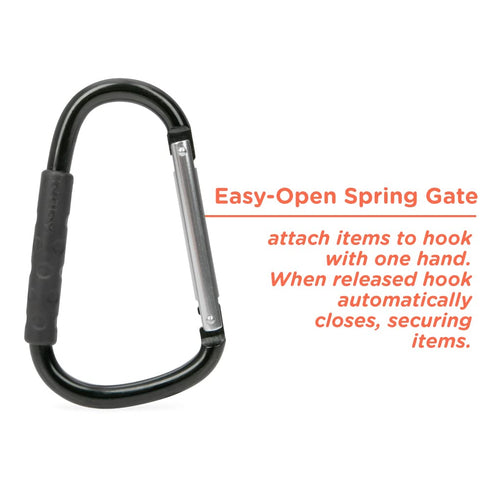 Nuby Large Handy Hook Carabiner Stroller Clip with Textured Soft Grip, Black