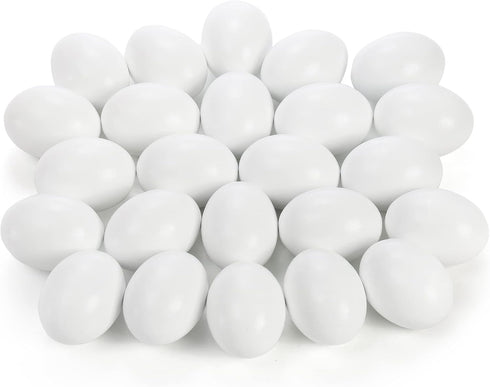 ZEAYEA 24 Pieces Wooden Fake Eggs, White Faux Eggs for DIY Easter