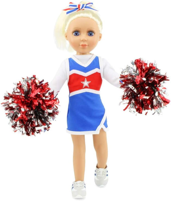 Emily Rose 14 Inch Fashion Doll Clothes 6-PC Cheerleader Gift Set, Includes Gym Shoes and Pom-Poms (Doll NOT Included)