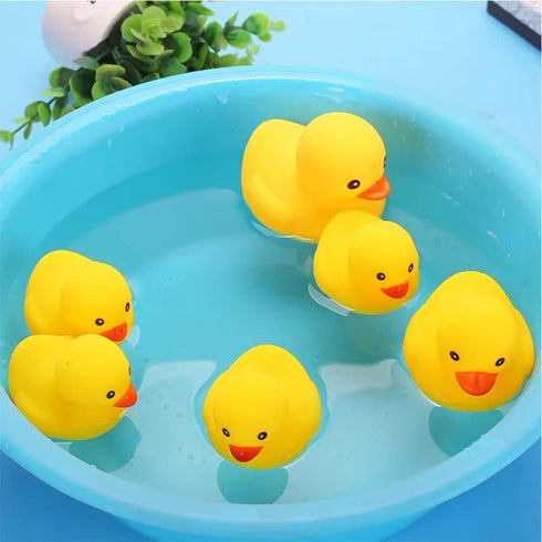 Yhobulis 10Pcs Summer Mold Free Yellow Rubber Ducks Waterproof Bath Duck Toys for Toddlers Boys Girls, No Hole Yellow