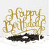 Flairs New York Happy Birthday Cake Toppers Decorations (Pack of 1 Cake Topper, Gold Glitter Happy Birthday)