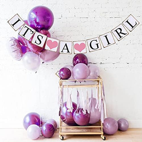 It's A Girl Banner and Sign, Baby Shower Decorations for Girl, Birthday Party Favors