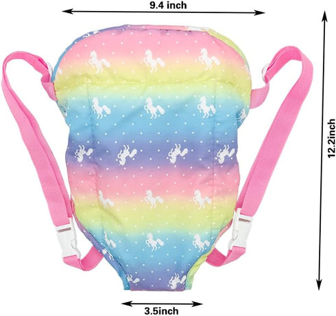 Ferberbears Backpack 12-18 Inch Doll Accessories Baby Doll Carrier Toys Baby Dolls for American OG Doll (Rainbow)