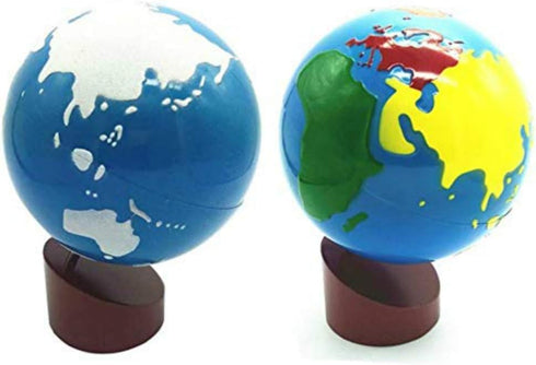 Baby Earth Globe Toys, Montessori Earth Globe, Plastic and Wood Material for Early Learning Teaching Aids
