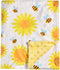 Super Soft Minky Baby Blanket, Yellow Bee and Sunflower with Dotted Backing for Newborns Nursery Stroller