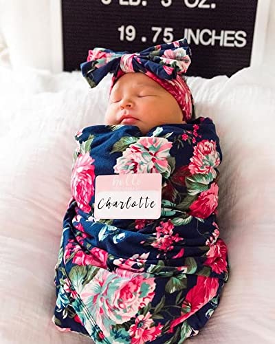 3 Sets DRESHOW BQUBO Newborn Floral Receiving Blankets Newborn Baby Swaddling with Bow Headbands Sleepsack Toddler Warm