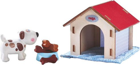 HABA Little Friends Dog Lucky - Pet Toy Figure with Doghouse &