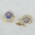 Set Handmade Bling Baby Gold Blue Crown Pacifier and Clip Unique Gift for Baby Shower