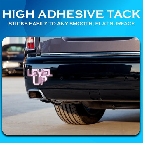 Level Up Neon Game Video Gamer Stickers - Premium Quality Vinyl Bumper Stickers 2-Pack Made in USA