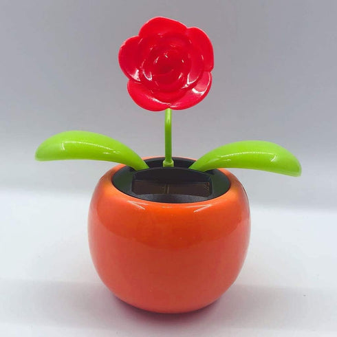 Solar Powered Dancing Flower Toy - Animated Dancer Car Decoration for Dashboard or Office Desk - Rose